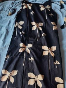 Navy Blue Kurta with Floral Print