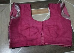 Magenta Soft Organza Handwork Saree with Zari Bord