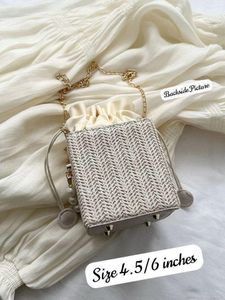 Elegant Pearl Embellished Jute Sling Bag