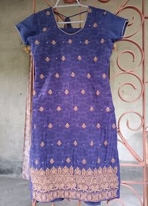 Beautiful Blue Kurta With Churidar And Dupatta