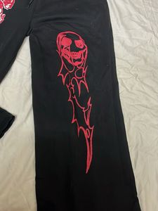 Graphic Print Black Sweatpants
