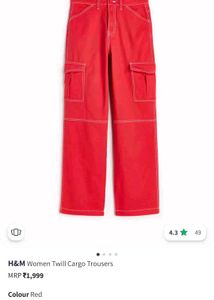 H&M Red Twill Cargo Trousers