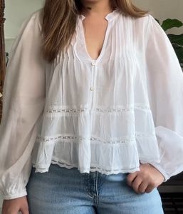 Boho White Peasant Blouse