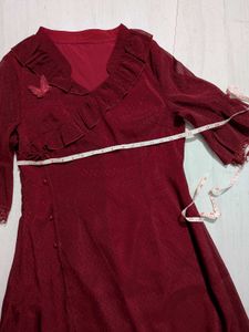 Burgundy Ruffled Dress