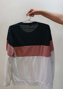 Color Block Full Sleeve Sweatshirt | Black, Pink &amp;