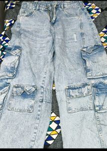 Light Wash Cargo Jeans