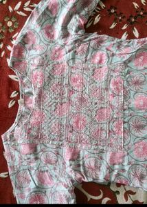 Pink Floral Print Kurta Set