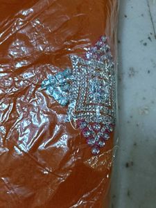 Elegant Orange Embellished Saree