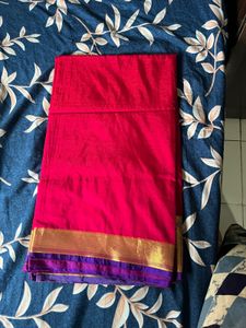 Rani Pink & Royal Blue Paithani  Saree with Blouse