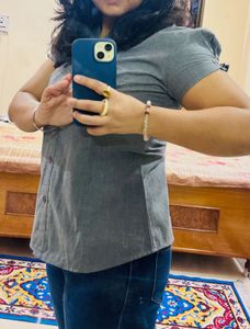 Chic Grey Button-Up Shirt