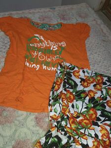 Orange Graphic night suits
