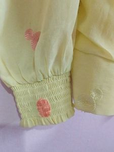 Yellow Embroidered Long Sleeve Top