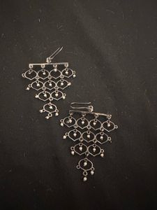 Jali pearl layered drop earrings