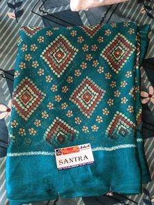 Teal Bandhani Print Saree