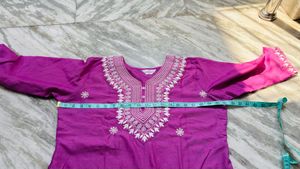 Beautifully Embroidered Magenta Kurta Set