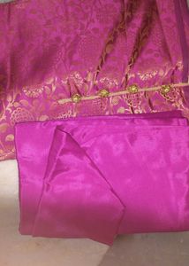 Vibrant Pink Brocade Silk dress material