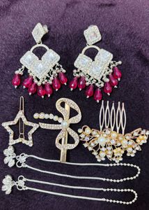 Elegant Pearl & Crystal Hair Accessories Set