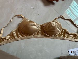 Satin Lace Trim Bra