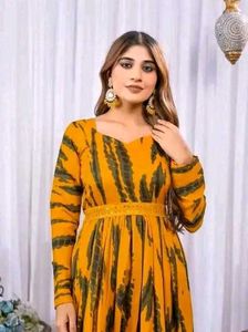 Elegant Yellow & Black Ethnic Gown
