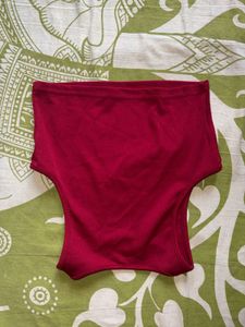 Maroon Solid Cropped Top