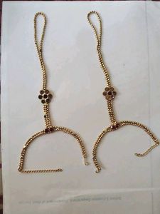 6.Gold Plated Hand Bracelet with Stones