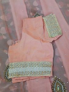 Beautiful peach Pink Embellished Saree