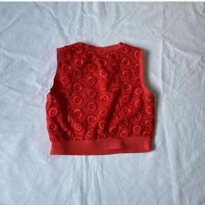 Red Floral Lace Cropped Tank