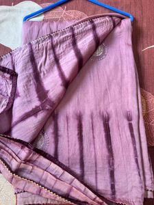 Shibori Lavender Saree with Intricate Embroidery