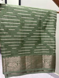 Elegant Green Striped Saree