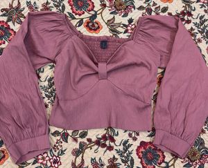 Pink Long Sleeve Crop Top