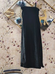 Women Velvet Slit Dress