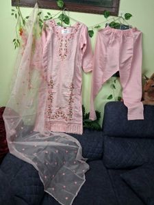 Embroidered Pink Kurta Set with Dupatta