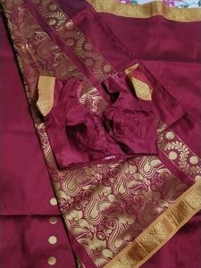 Maroon Silk Saree with Blouse