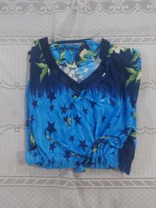 Blue Star Print Kaftan / Nightgown