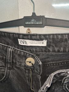 Zara Gray Wash Wide Leg Jeans