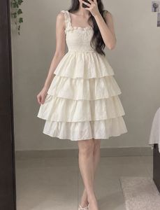 Tiered Ruffle Cream Summer Dress