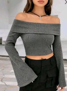 Off-Shoulder Ribbed Crop Top