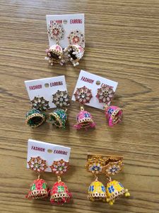 Combo Of 5 Colourful Jhumkas