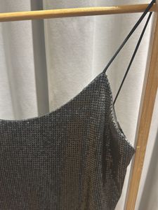 ZARA Sparkly Charcoalish Olive Spaghetti Strap Dre