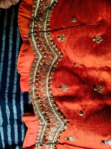 Beautiful Orange Embroidered Sequins Padded Blouse