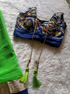 Elegant Green &amp; Blue Saree🥰