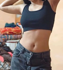 Black Cropped Tank Top