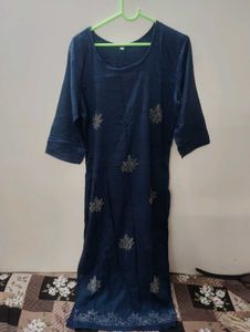 Embroidered Navy Blue Kurti