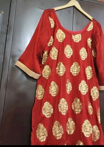 Rust Party Wear Plazo Suit &amp; Dupatta For 44 Bust