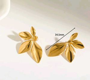 Anti Tarnish Gold Leaf Stud Earrings