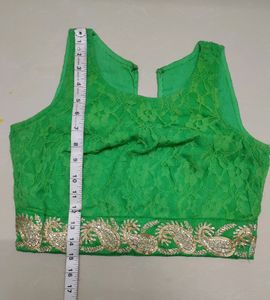 Beautiful Light Green Net Blouse with Golden Embro