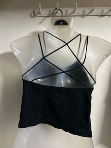 Sleek Black Spaghetti Strap Crop Top