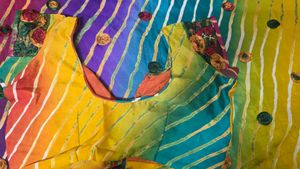 Vibrant Striped Saree