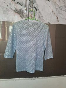 Light Blue Textured Cardigan