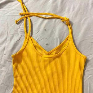 V-Neck Ribbed Yellow Bodysuit
